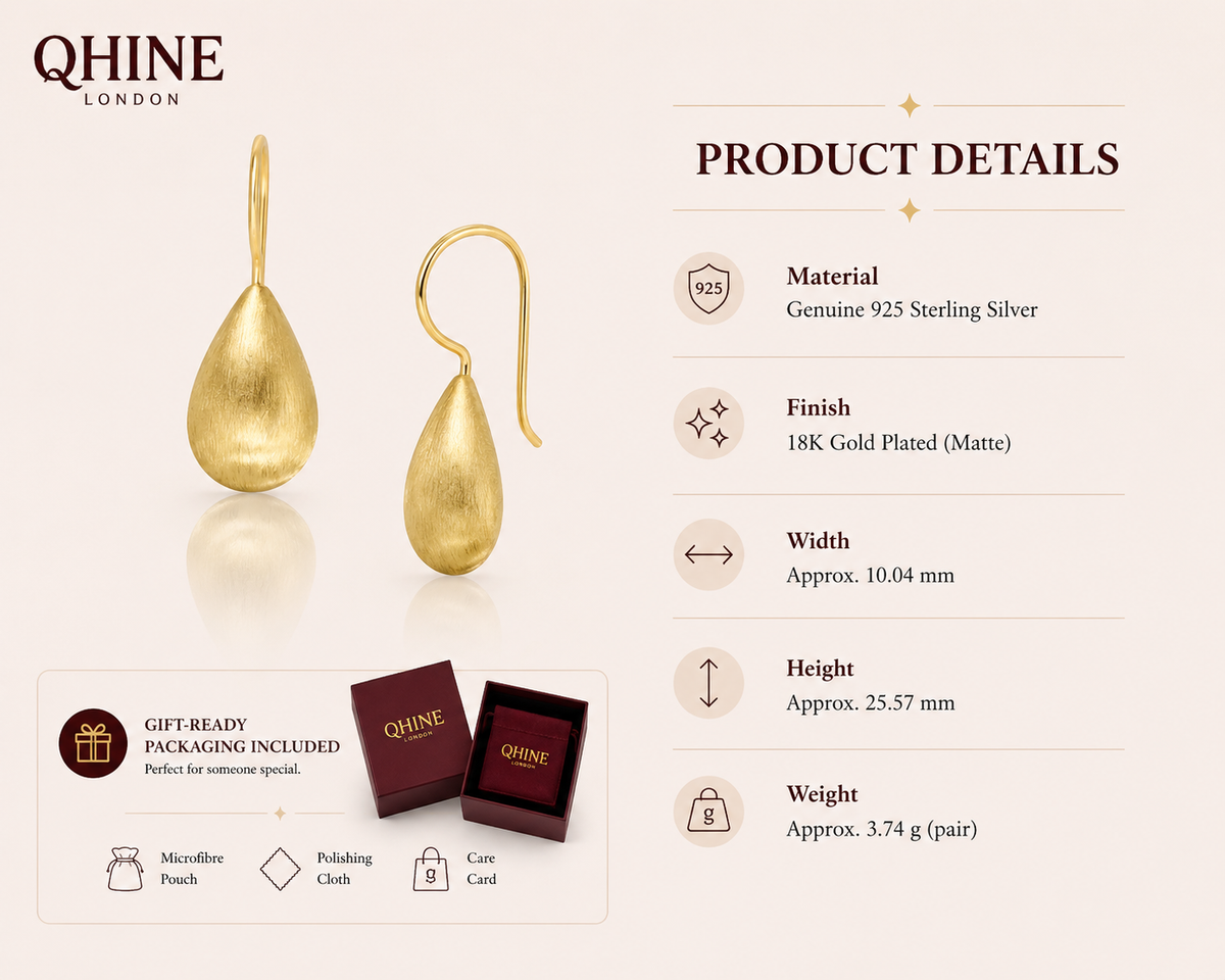 Teardrop Hook Earrings | 18K Gold Plated Drop Earrings