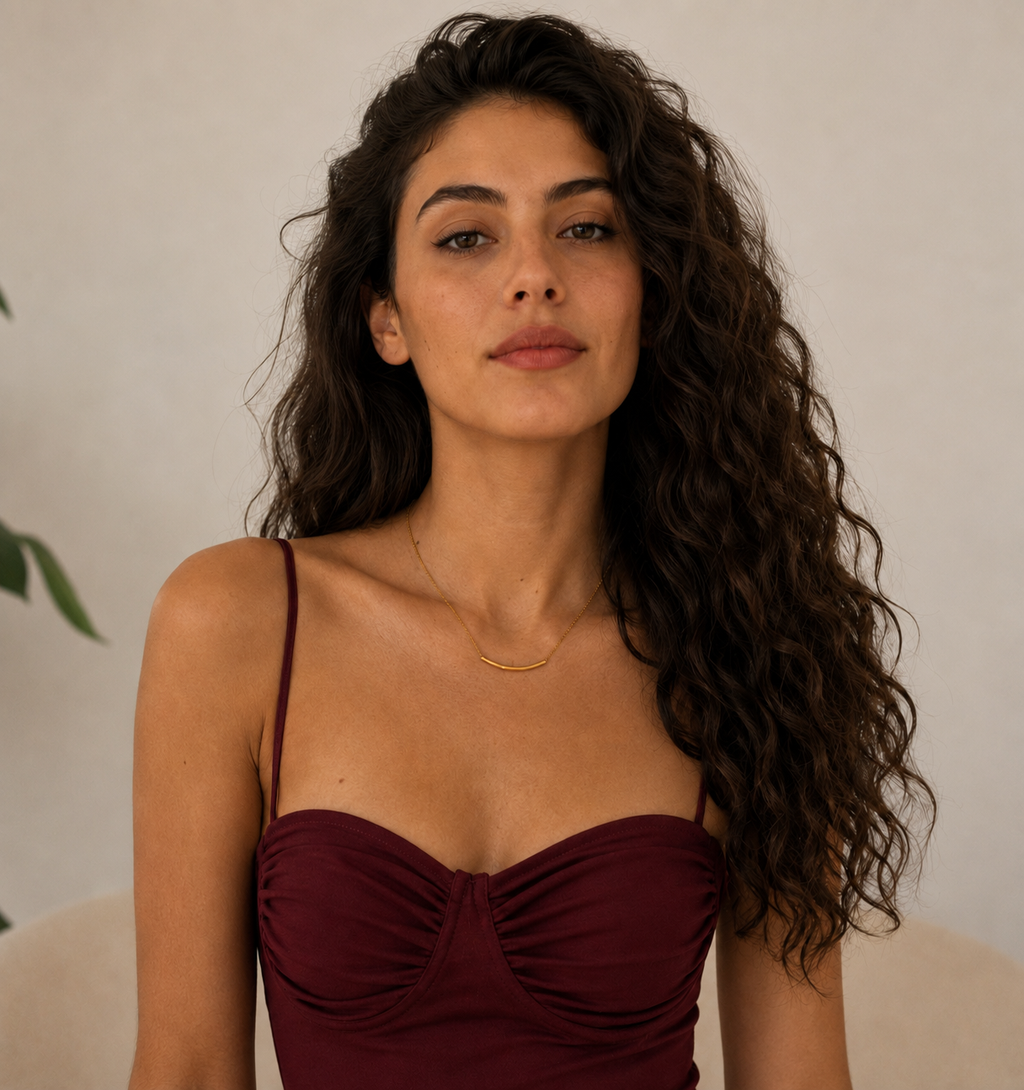 Curved Bar Necklace | 18K Gold Plated Minimalist Necklace