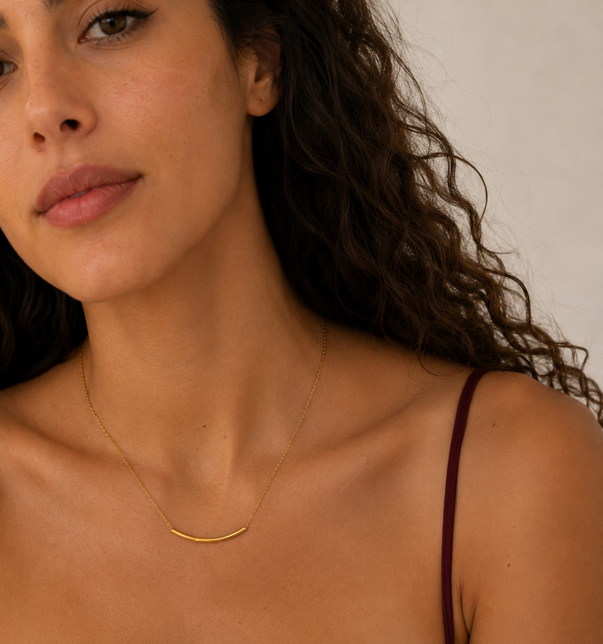 Curved Bar Necklace | 18K Gold Plated Minimalist Necklace
