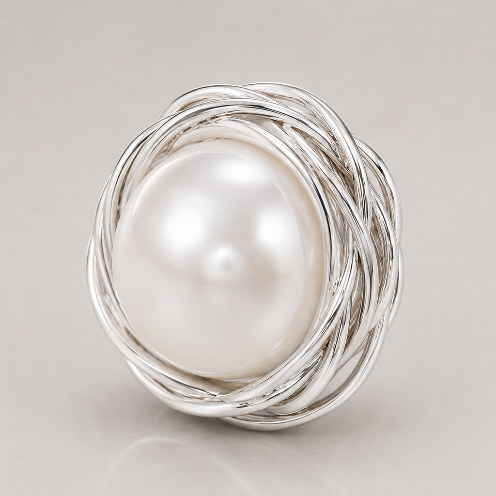 Wrapped Freshwater Pearl Stud Earrings | Sterling Silver Earrings