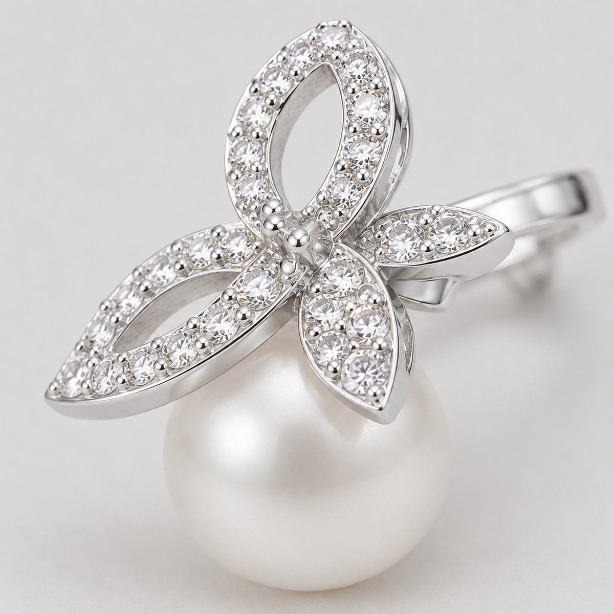 Pearl Flower Stud Earrings | 925 Sterling Silver CZ Earrings