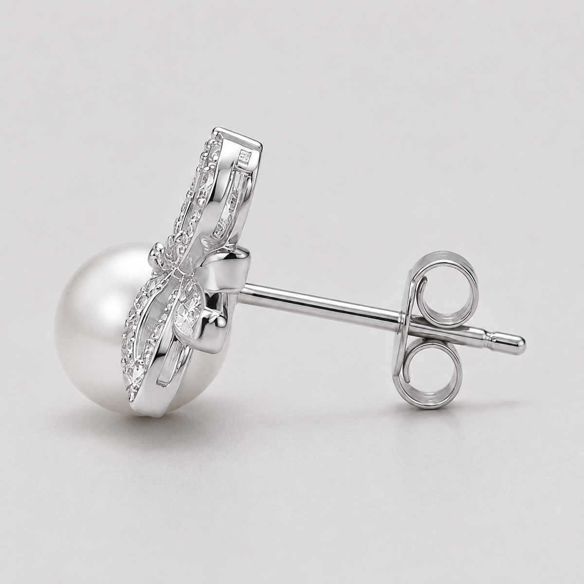 Pearl Flower Stud Earrings | 925 Sterling Silver CZ Earrings
