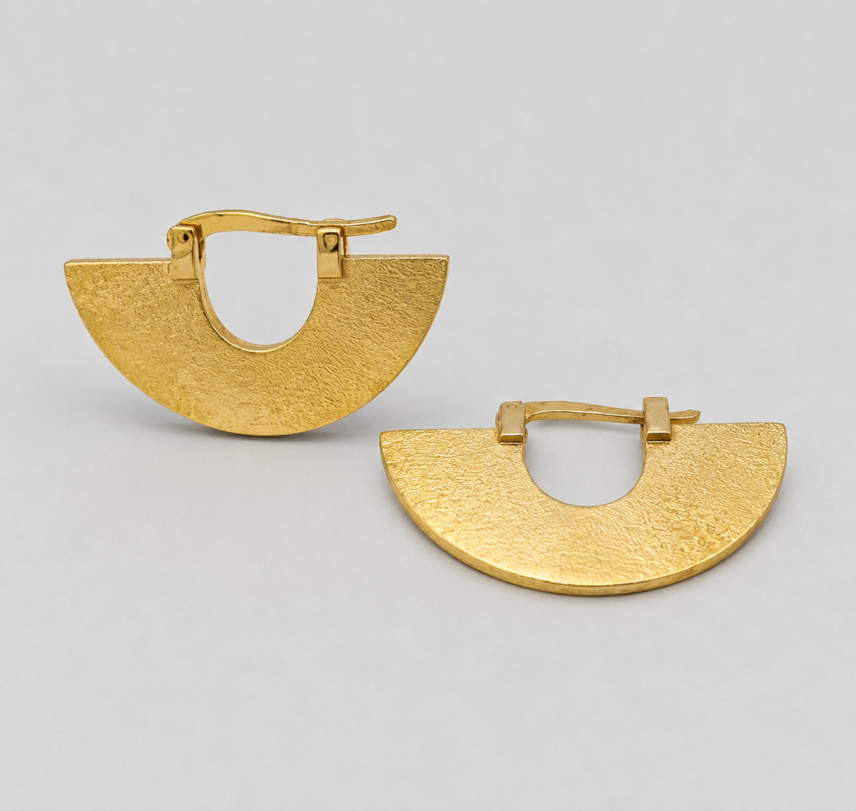 Art Deco 18K Gold Plated Sterling Silver Hoop Earrings – Geometric Fan | Gift for Her