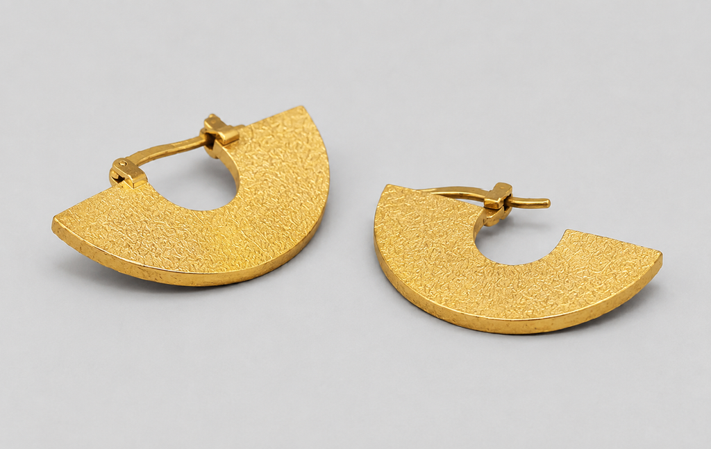 Art Deco 18K Gold Plated Sterling Silver Hoop Earrings – Geometric Fan | Gift for Her