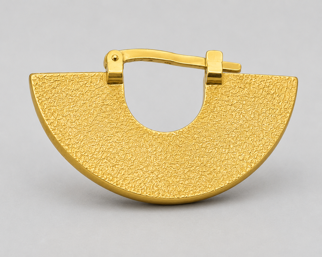 Art Deco 18K Gold Plated Sterling Silver Hoop Earrings – Geometric Fan | Gift for Her