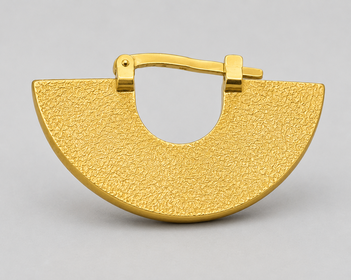 Art Deco 18K Gold Plated Sterling Silver Hoop Earrings – Geometric Fan | Gift for Her