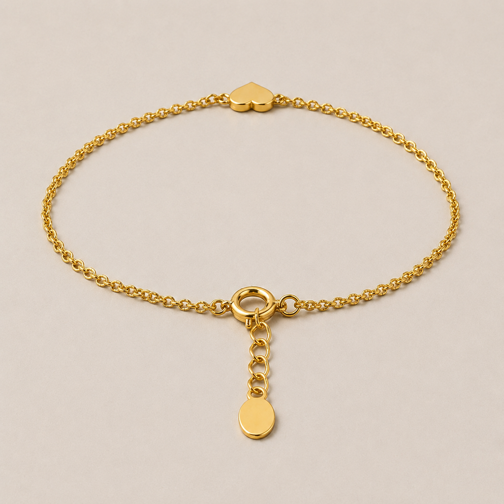 Heart Chain Bracelet | 18K Gold Plated Dainty Bracelet