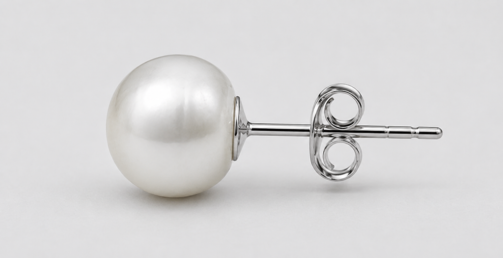 Freshwater Pearl Stud Earrings | 925 Sterling Silver, 10mm Round Pearls