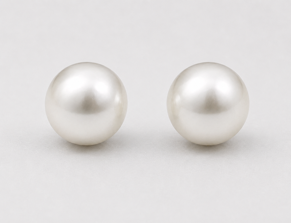 Freshwater Pearl Stud Earrings | 925 Sterling Silver, 10mm Round Pearls
