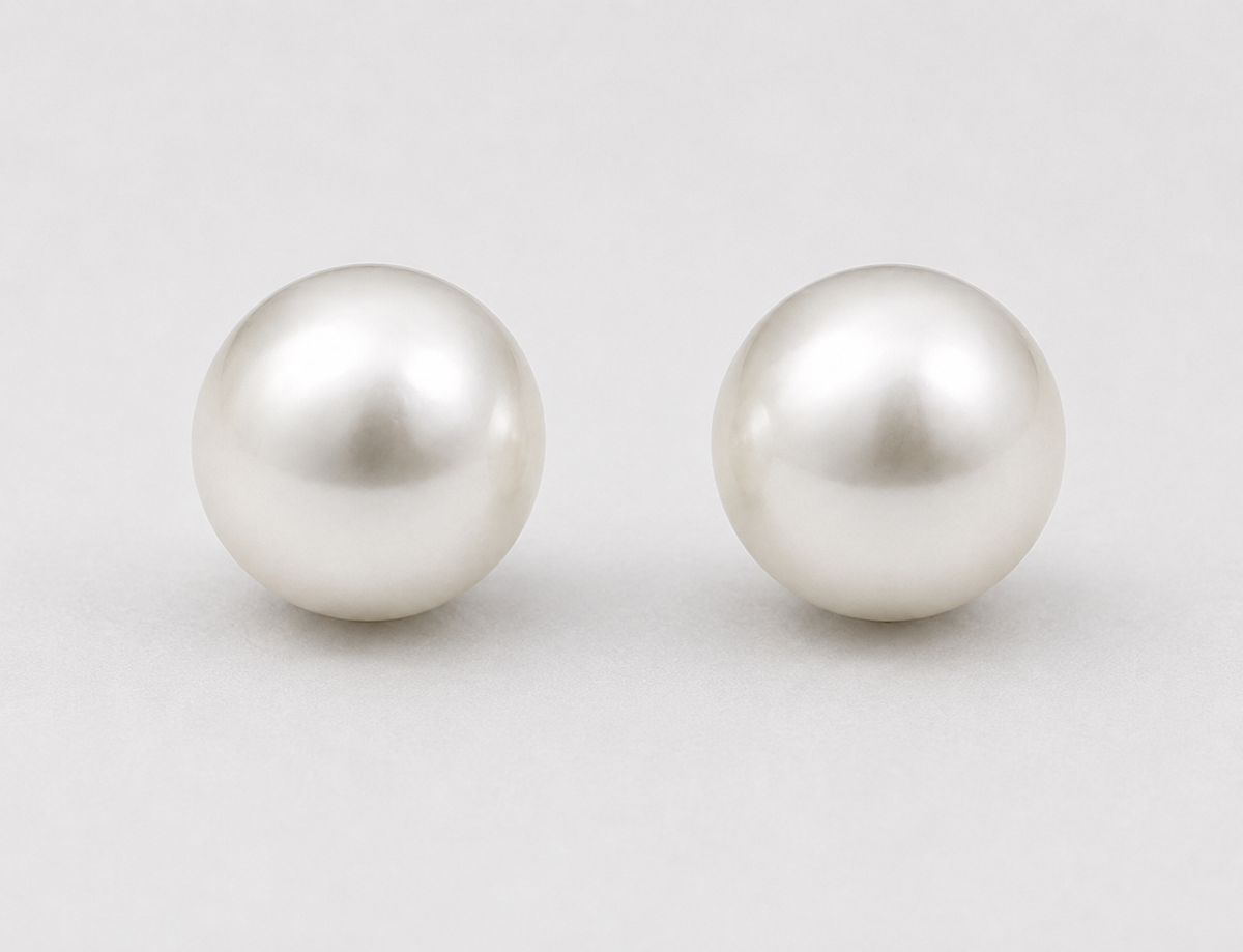 Freshwater Pearl Stud Earrings | 925 Sterling Silver, 10mm Round Pearls