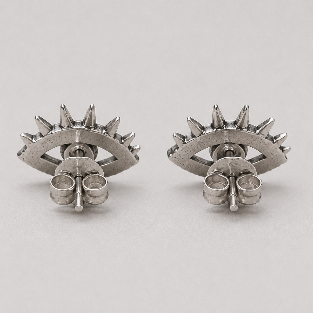 Evil Eye Stud Earrings | Sterling Silver Pearl Earrings