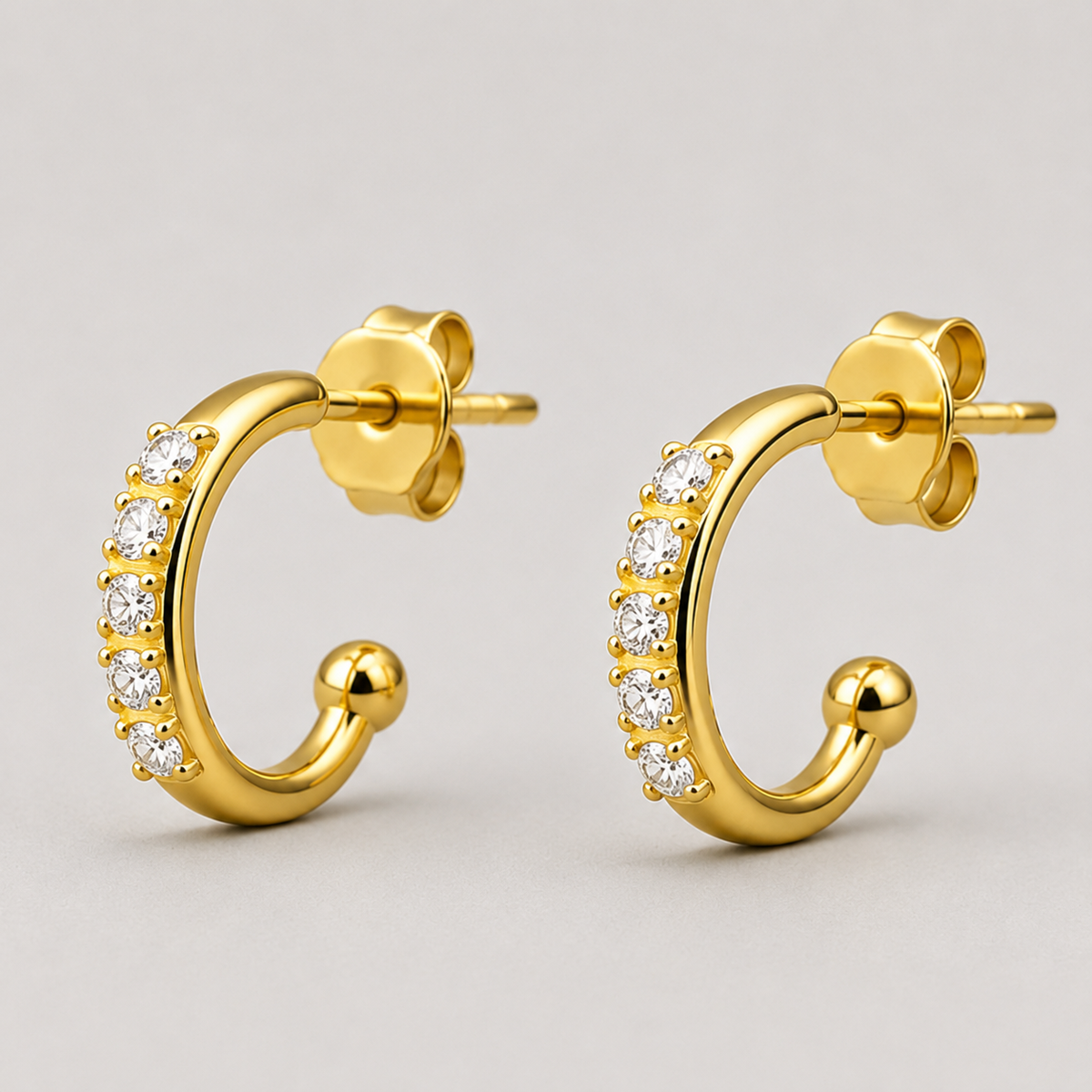 CZ Hoop Earrings | 18K Gold Plated Huggie Earrings