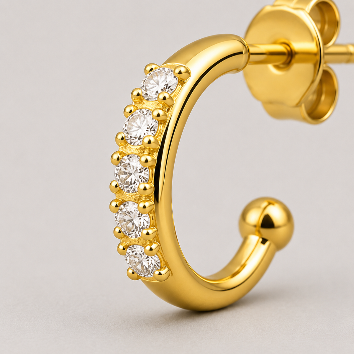 CZ Hoop Earrings | 18K Gold Plated Huggie Earrings