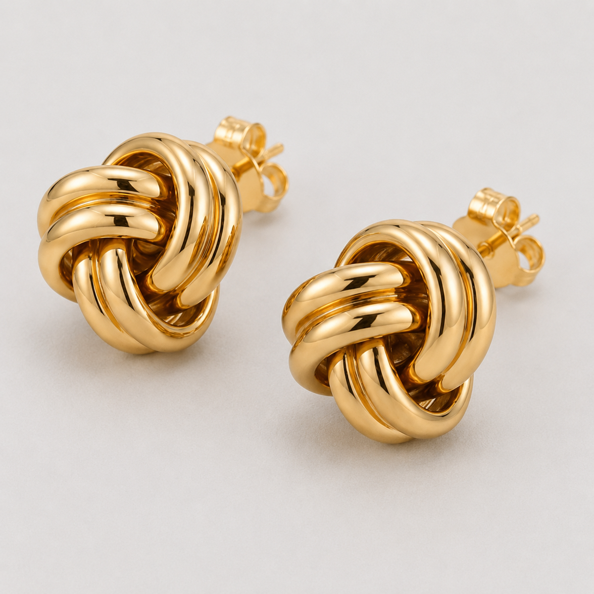 Gold Plated Sterling Silver Knot Stud Earrings | Modern Interwoven Design