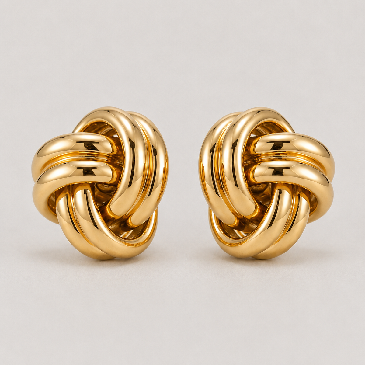 Gold Plated Sterling Silver Knot Stud Earrings | Modern Interwoven Design
