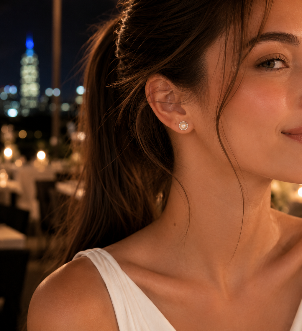 Wrapped Freshwater Pearl Stud Earrings | Sterling Silver Earrings