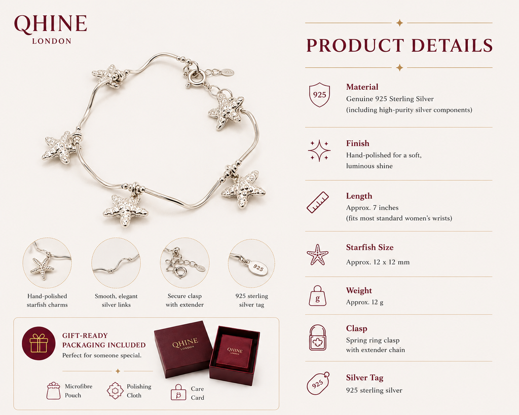 Starfish Bracelet | 925 Sterling Silver Beach Bracelet
