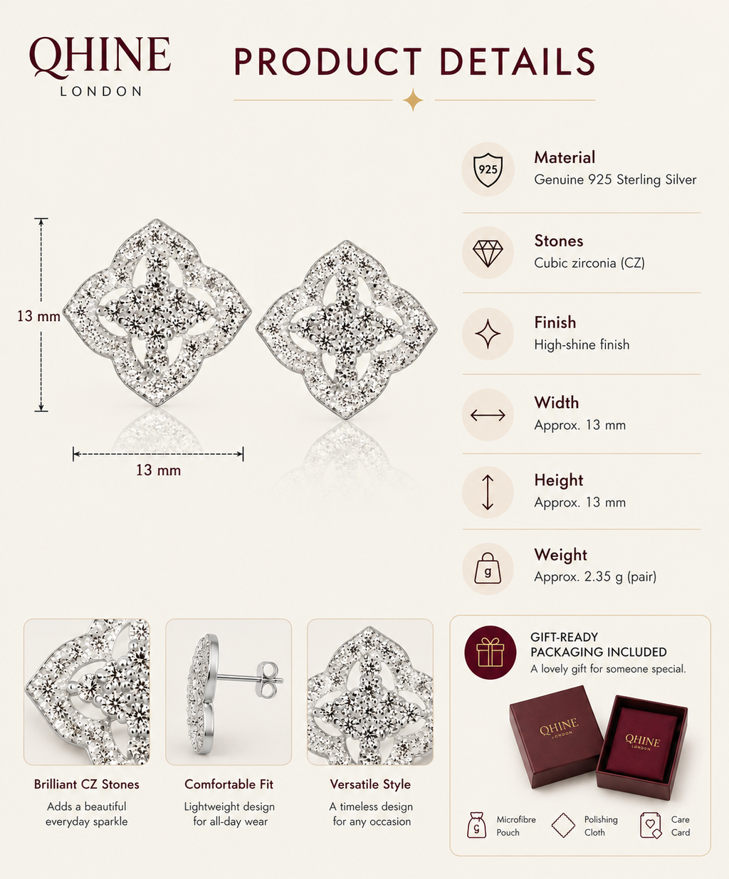 Marquise CZ Stud Earrings | 925 Sterling Silver Earrings