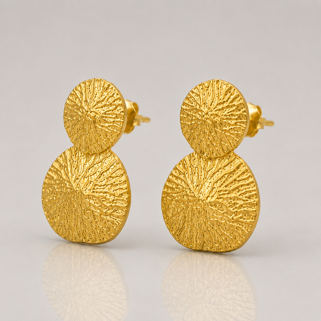 Textured Drop Earrings | 18K Gold Plated Statement Earrings