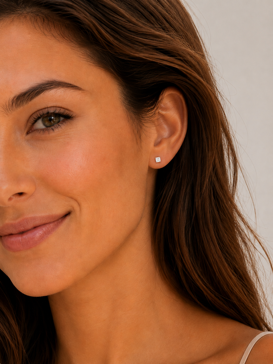 Square CZ Stud Earrings | 925 Sterling Silver Minimalist Earrings