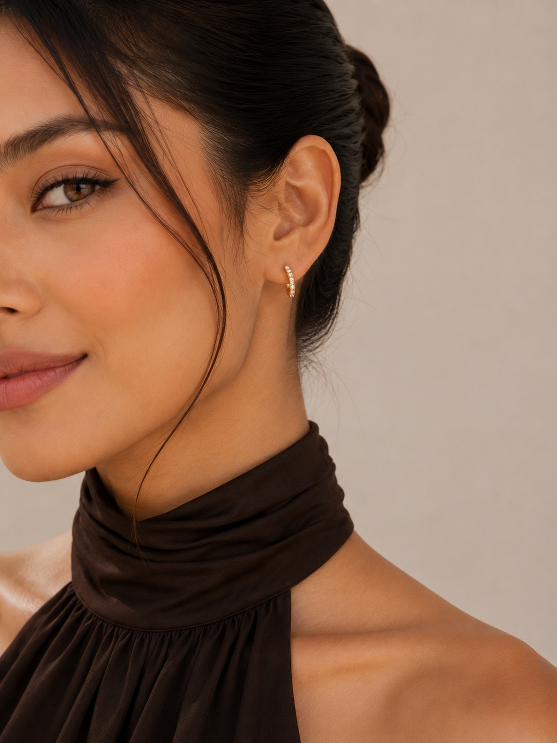 CZ Hoop Earrings | 18K Gold Plated Huggie Earrings