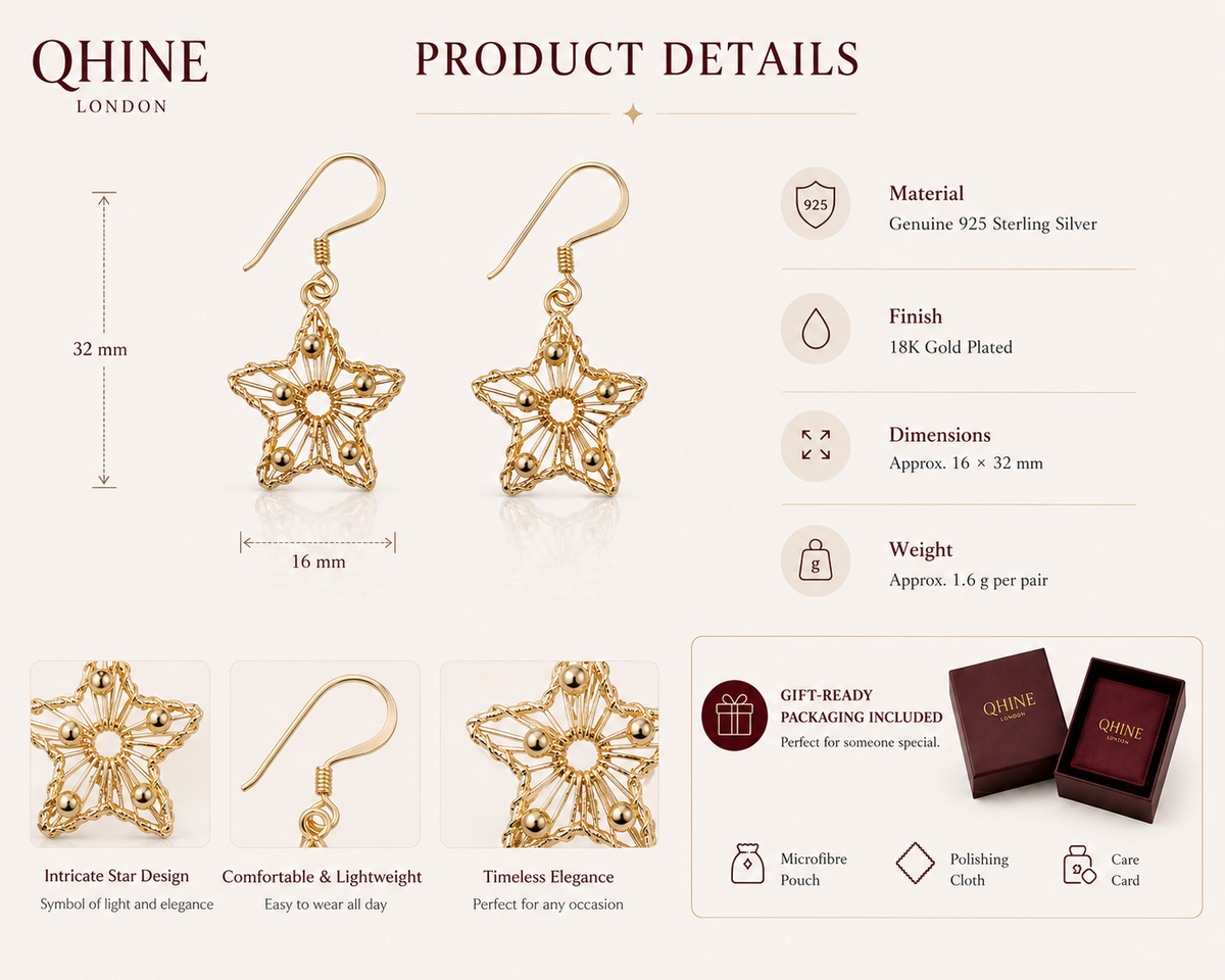 Celestial Star Earrings | Gold Dangle Earrings for Women
