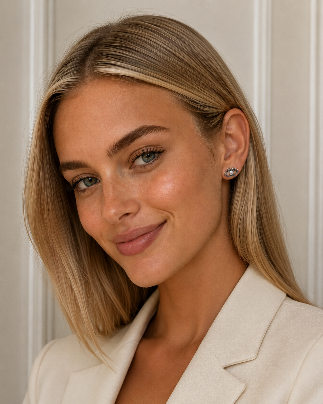Evil Eye Stud Earrings | Sterling Silver Pearl Earrings