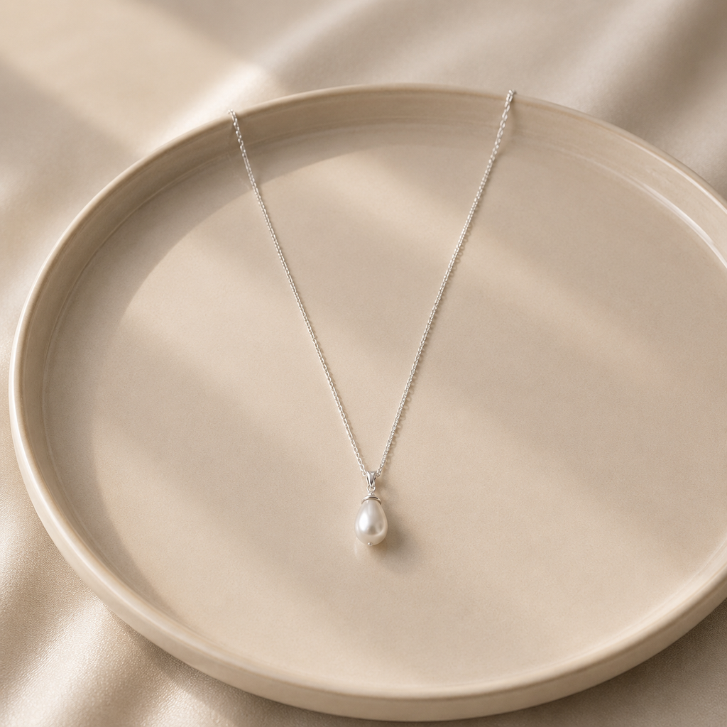 Freshwater Pearl Pendant Necklace | 925 Sterling Silver Dainty Necklace
