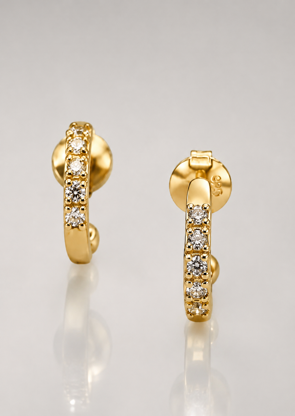 CZ Hoop Earrings | 18K Gold Plated Huggie Earrings