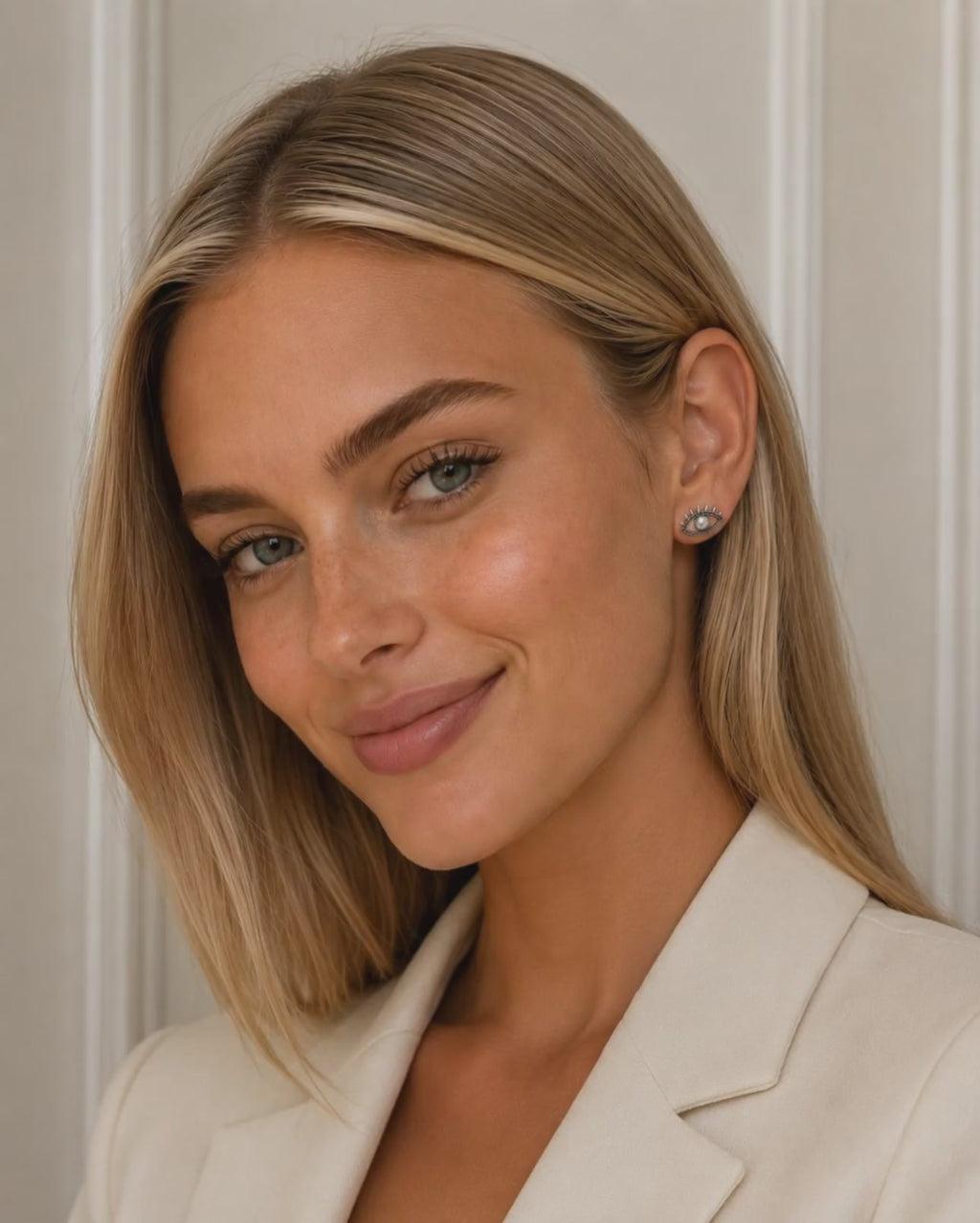 Evil Eye Stud Earrings | Sterling Silver Pearl Earrings