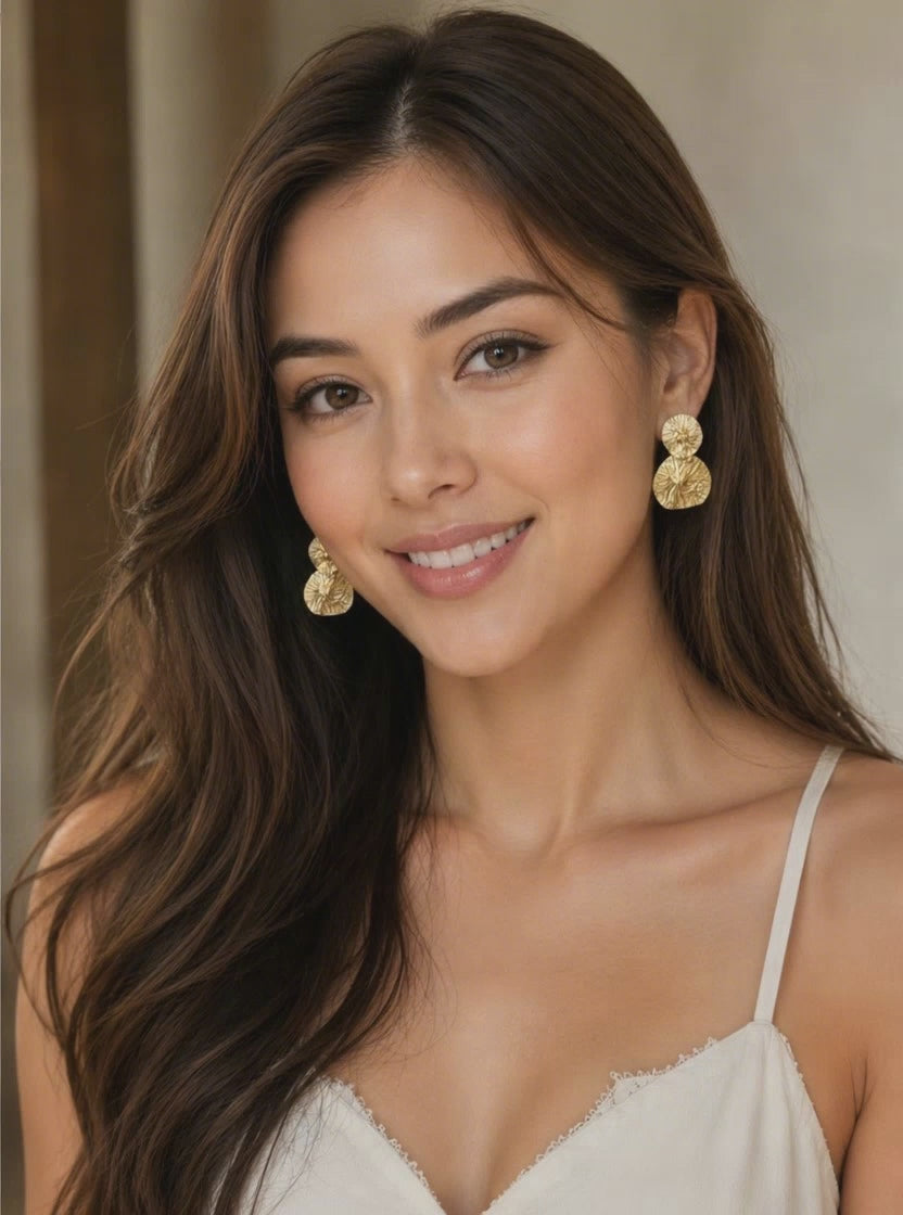 Textured Drop Earrings | 18K Gold Plated Statement Earrings